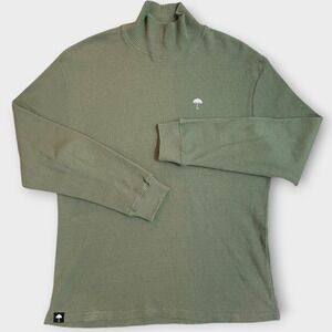 Helas Long Sleeve Mock Neck Waffle Knit Thermal Shirt Men's Large Green Logo